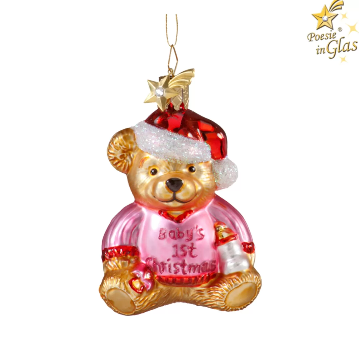 Poesie in Glas Baumschmuck Aus Glas<Bar "Baby'S 1St Christmas" (Rosa)