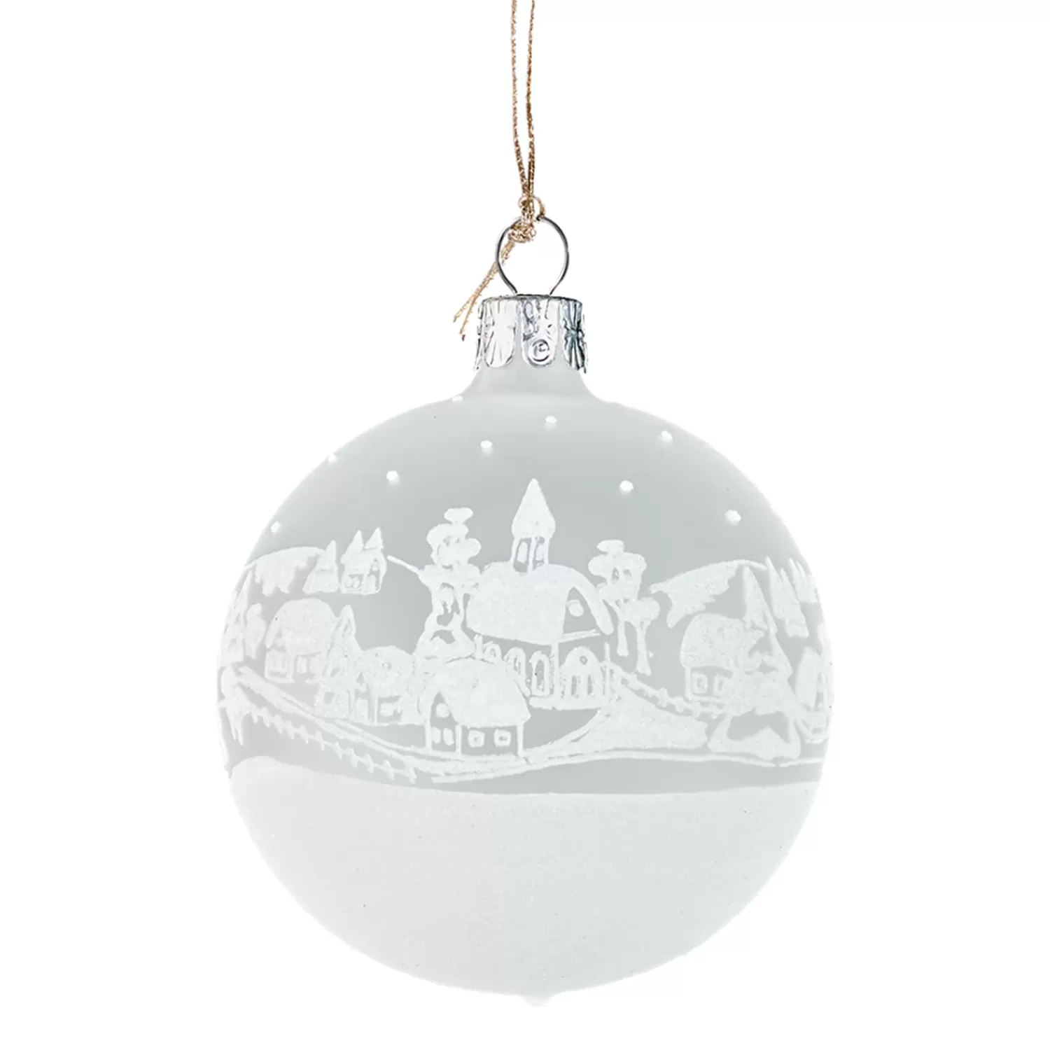 Käthe Wohlfahrt Baumkugeln Und Set-Angebote<Glaskugel Weis Matt "Weihnachtsdorf", 7 Cm