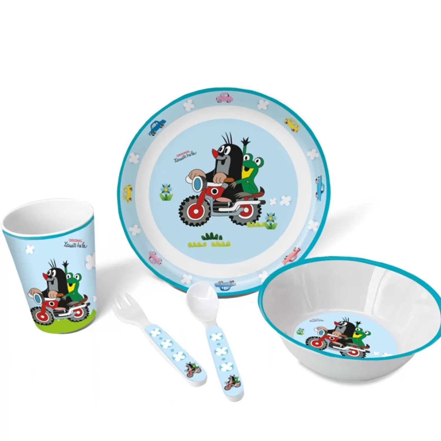 Trötsch Verlag Der Kleine Maulwurf „Krtek"<Kindergeschirr-Set "Der Kleine Maulwurf" Auf Motorrad