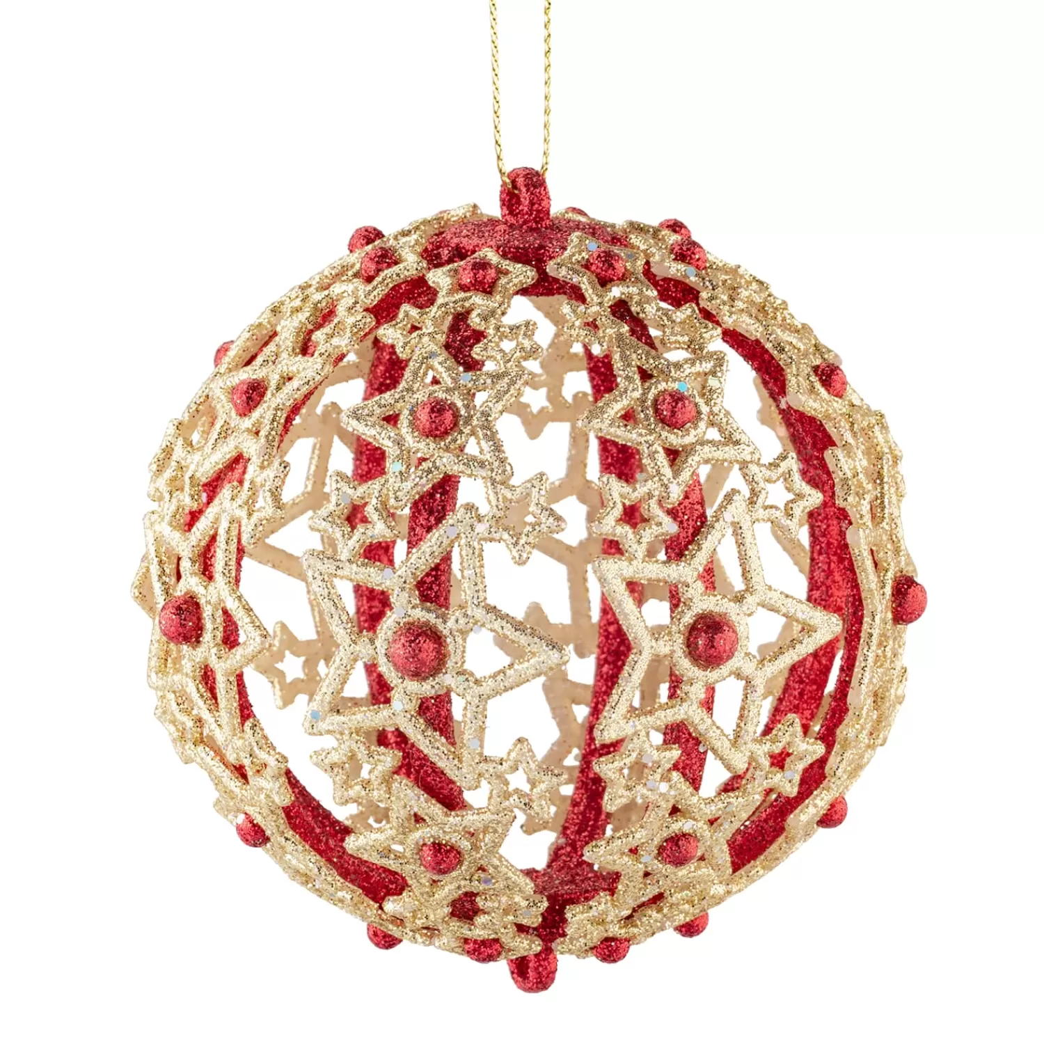 Käthe Wohlfahrt Baumschmuck Aus Kunststoff<Kugel Mit Filigranen Sternen, Rot, 8Cm