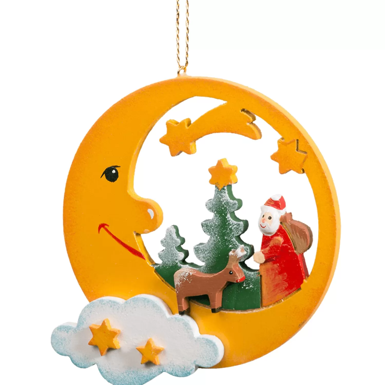 Käthes Original Baumschmuck Aus Holz<Mond Mit Weihnachtswald