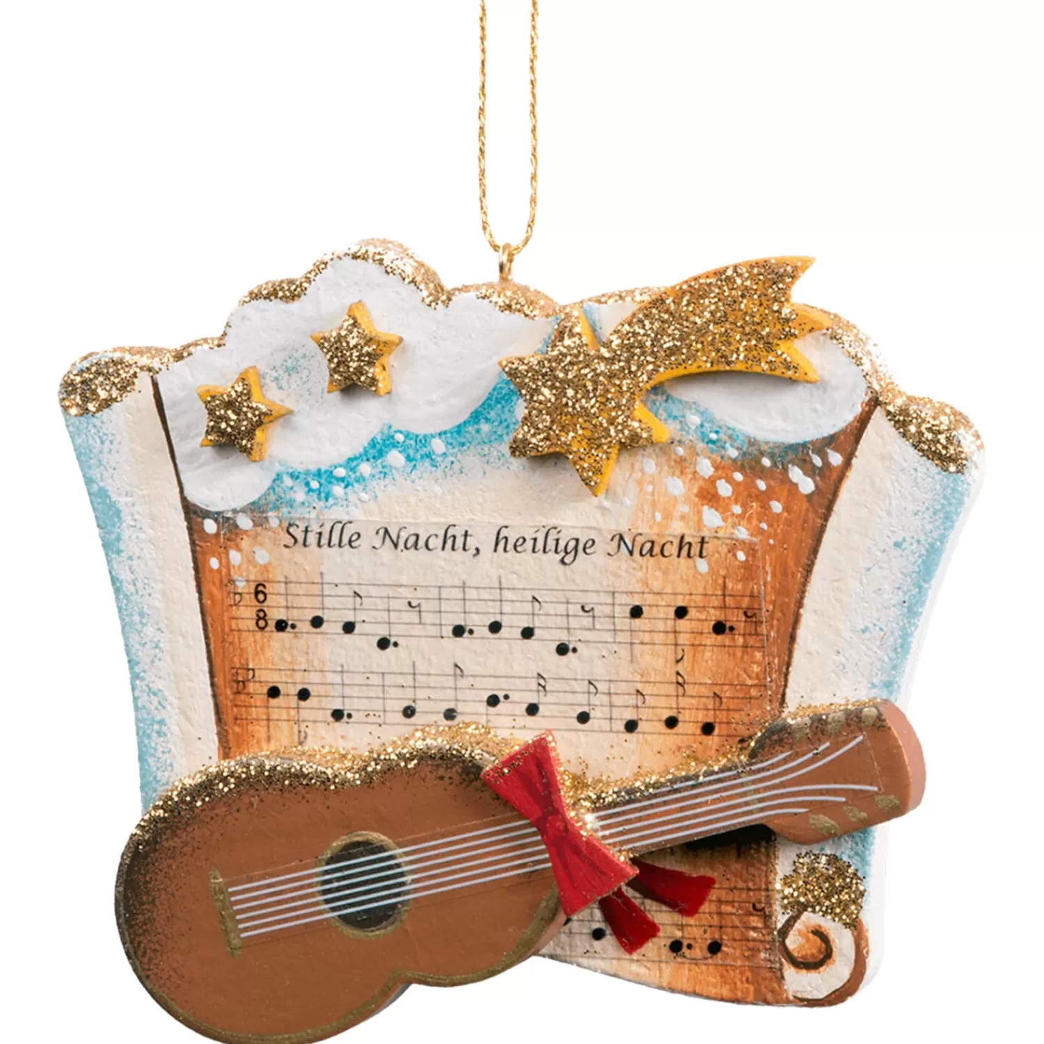 Käthes Original Baumschmuck Aus Holz<Notenblatt Mit Gitarre, Sonderedition "Stille Nacht"