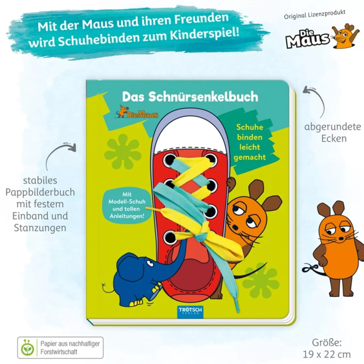 Trötsch Verlag Spielzeug<Schnursenkel-Buch "Die Maus"