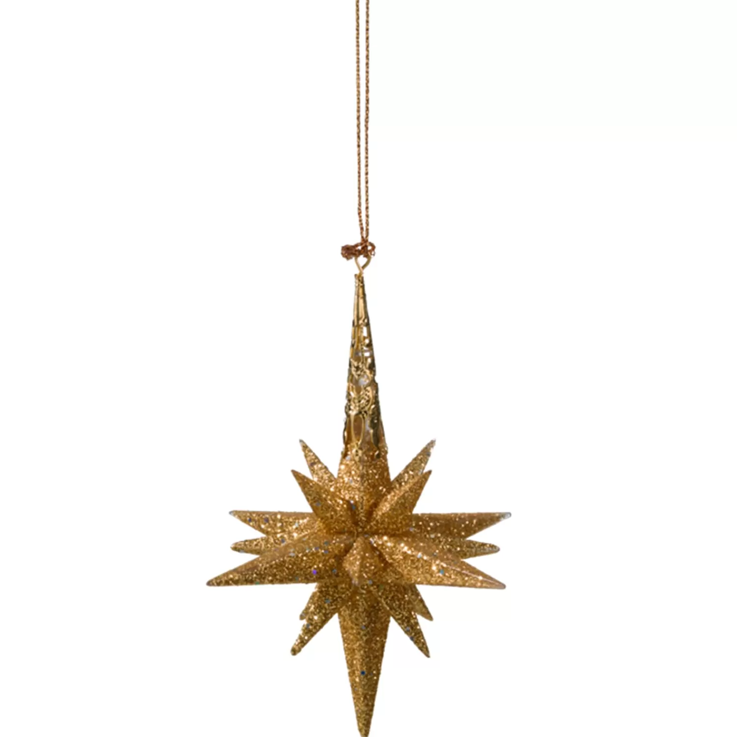 Käthe Wohlfahrt Baumschmuck Aus Kunststoff<Stern Mit Glimmer, Gold, 10,5Cm