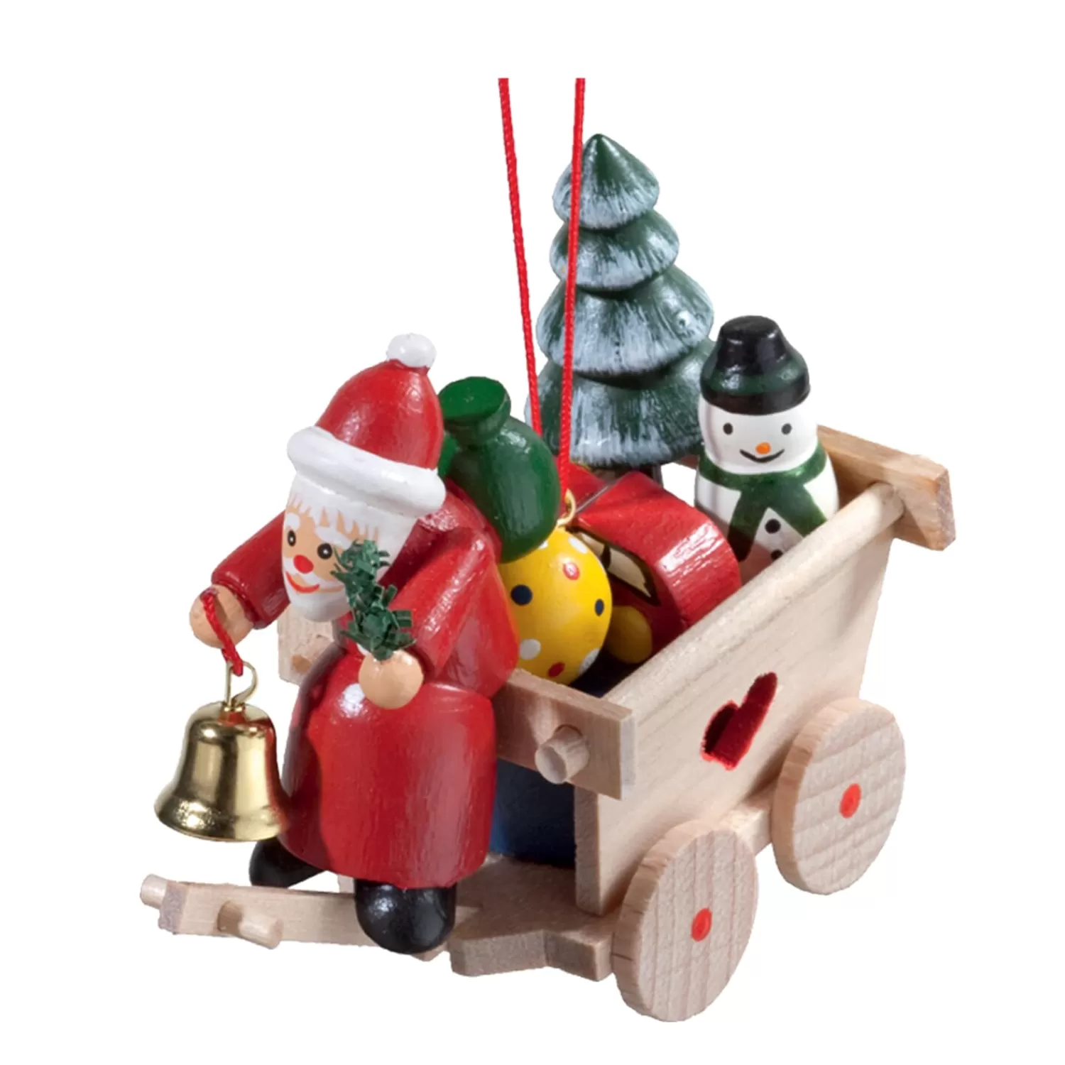 Käthes Original Baumschmuck Aus Holz<Weihnachtsmann Mit Geschenkewagen