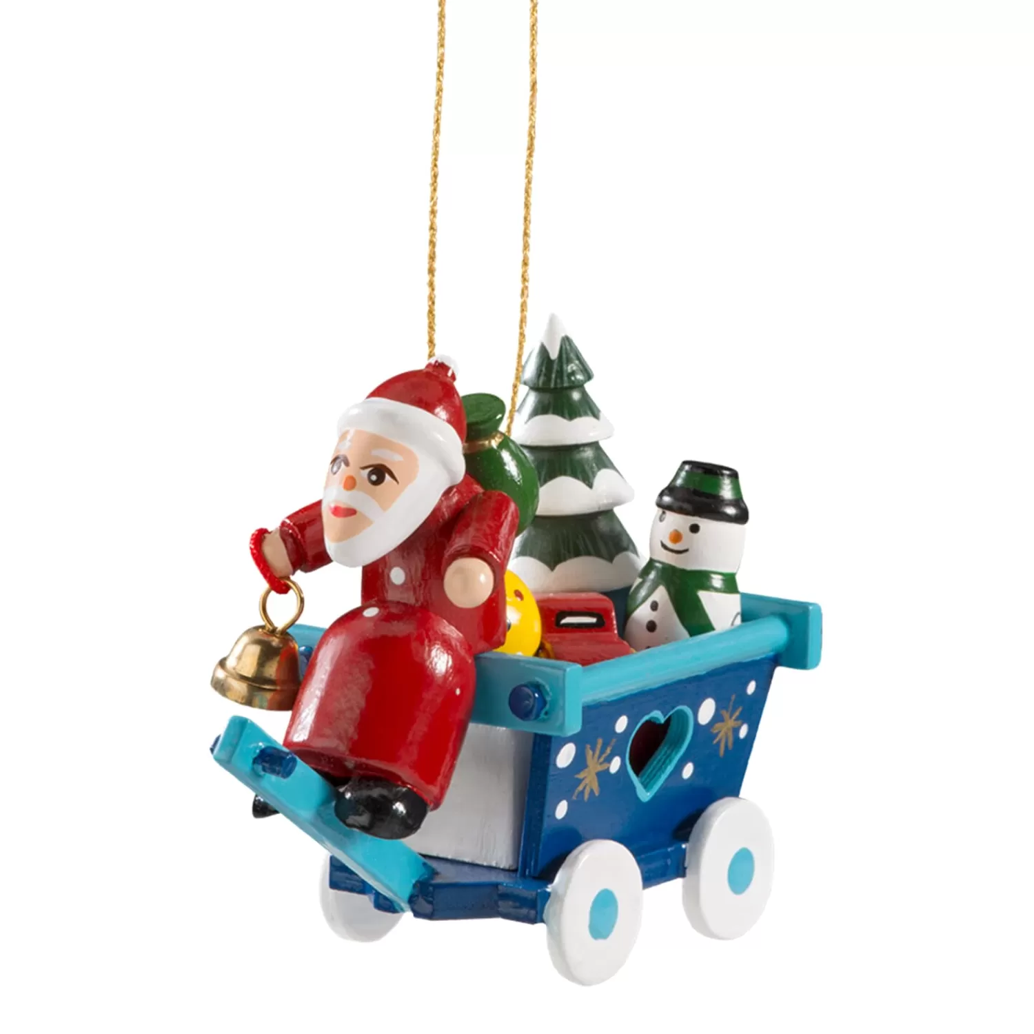 Käthes Original Baumschmuck Aus Holz<Weihnachtsmann Mit Leiterwagen